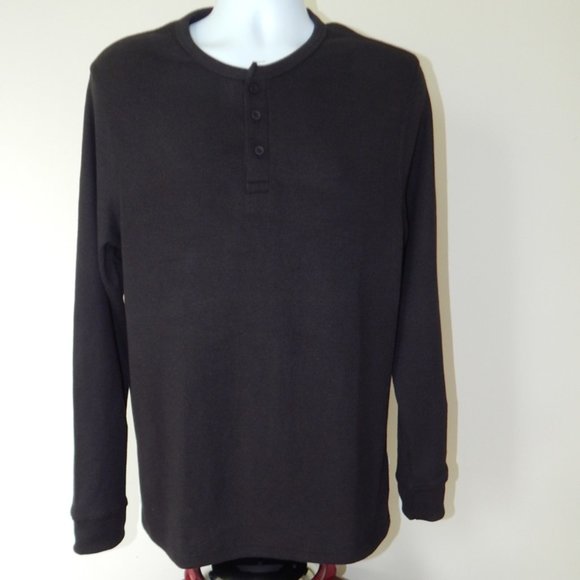 ONIA Henley Waffle Cotton Textured Knit Long Slv Deep Navy Polo Shirt Large NWT - Picture 5 of 7